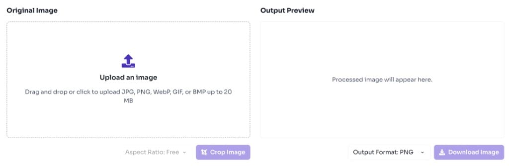 Image cropper upload area with drag and drop zone