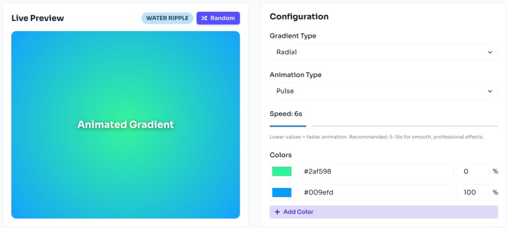 Animated Gradient Background Generator — Customize Colors — Configure gradient preview Animated Gradient Background Generator — Customize Colors — Configure gradient preview