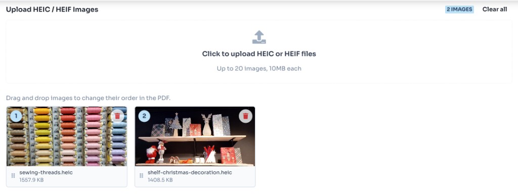 HEIC to PDF Converter Online - upload HEIC images and preview selected thumbnails HEIC to PDF Converter Online - upload HEIC images and preview selected thumbnails