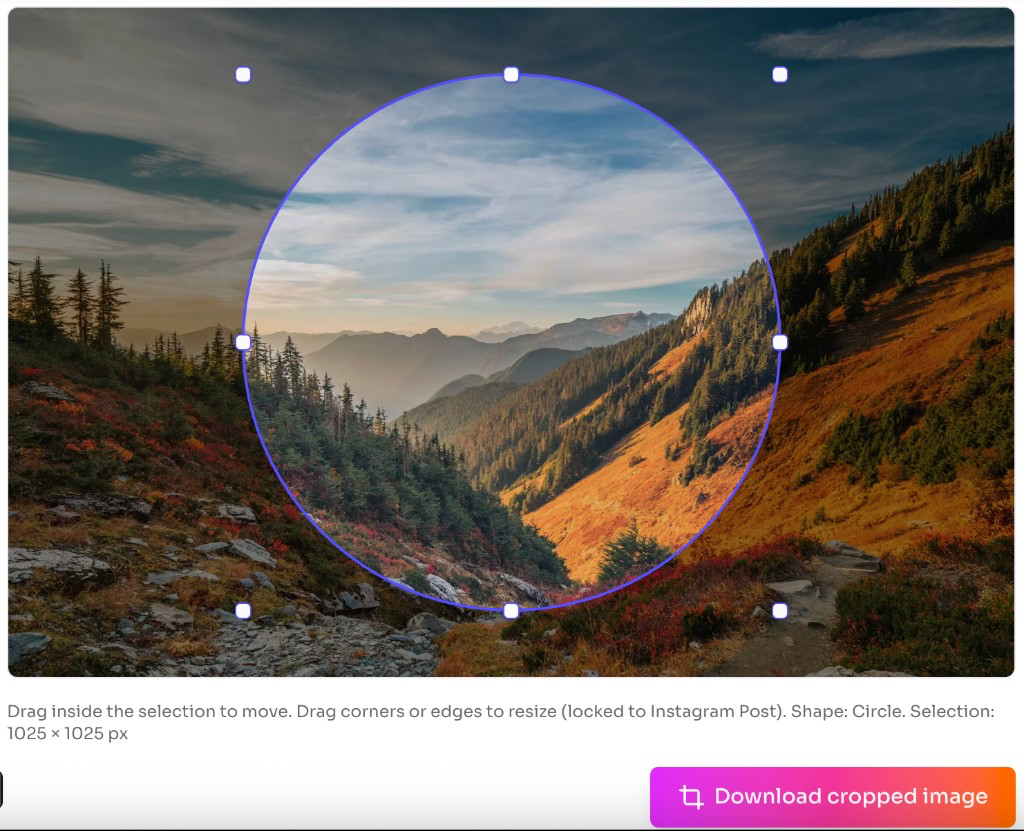 Free Image Cropper Online — circular crop preview and download cropped image button Free Image Cropper Online — circular crop preview and download cropped image button