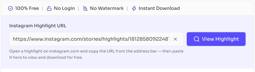 Instagram Highlight Viewer & Downloader — paste a Highlight URL and click View Highlight Instagram Highlight Viewer & Downloader — paste a Highlight URL and click View Highlight