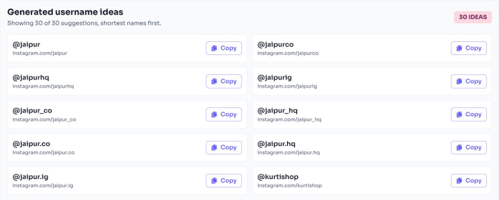 Free Instagram Username Generator — Review the first 20 — Instagram Username Generator - browse generated username ideas and copy your favorites Free Instagram Username Generator — Review the first 20 — Instagram Username Generator - browse generated username ideas and copy your favorites
