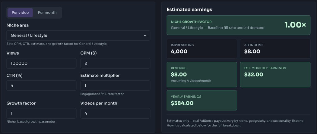 YouTube Earnings Calculator - Step 3: Read Estimates YouTube Earnings Calculator - Step 3: Read Estimates