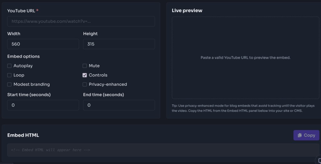 YouTube Embed Generator - Step 1: Paste Video URL YouTube Embed Generator - Step 1: Paste Video URL